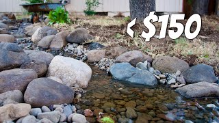 This SIMPLE Creek Water Feature DIY  How to Build a natural looking Stream [upl. by Samot]