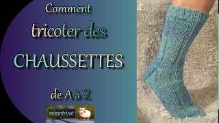 TRICOT Comment tricoter des CHAUSSETTES modèle complet 🐑 [upl. by Sivatnod]