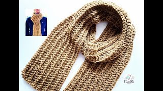 HOW to crochet MENS SCARF  Beginner [upl. by Caniff]