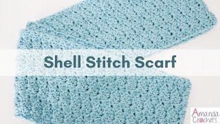 Shell Stitch Scarf Crochet Pattern  Easy Crochet Scarf Tutorial [upl. by Lamar]