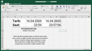 Tarih ve Saat yazma  Kısayol ve Formül   Microsoft Excel [upl. by Nageek]