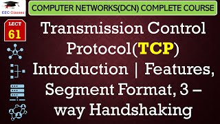 L61 Transmission Control ProtocolTCP Introduction  Features Segment Format 3 – way Handshaking [upl. by Eerdna]