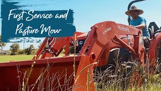 50hr Service New Trailer Pasture Mowing  Kubota L4701 [upl. by Anatniuq]