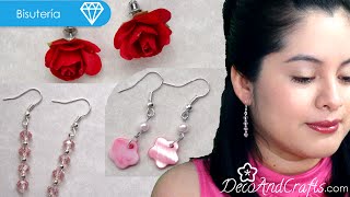 Como hacer aretes de fantasía  Bisuteria   DecoAndCrafts [upl. by Castorina]