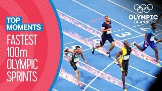 Top Fastest Mens 100m in Olympic History  Top Moments [upl. by Coad]