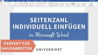 Seitenzahl ab Seite 3 in Word einfügen  universiert [upl. by Simah368]