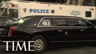 President Trumps New Presidential Limo Made Its Debut In Time For The UN  TIME [upl. by Arotal]